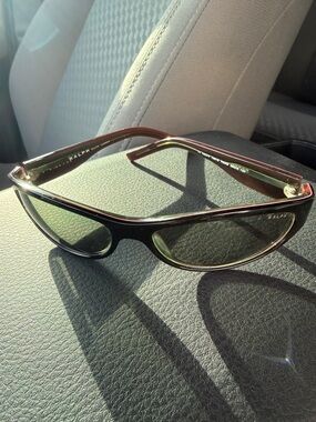 Ralph Lauren Sleek Cat-Eye Sunglasses in Dark Red and Black